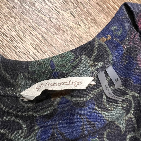 Soft Surroundings Floral Scoop Neck Handkerchief Hem Long Tunic Paisley Size 3X - Picture 11 of 12